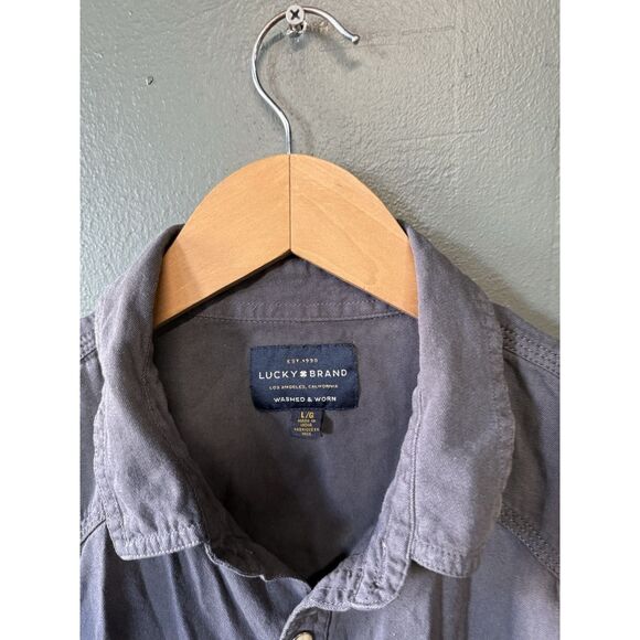 Lucky Brand Mens Gray Short Sleeve Button Up Shirt Size Large - Picture 3 of 3
